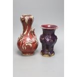 A Chinese Jun type vase and a Sang de boeuf vase, tallest 29cm