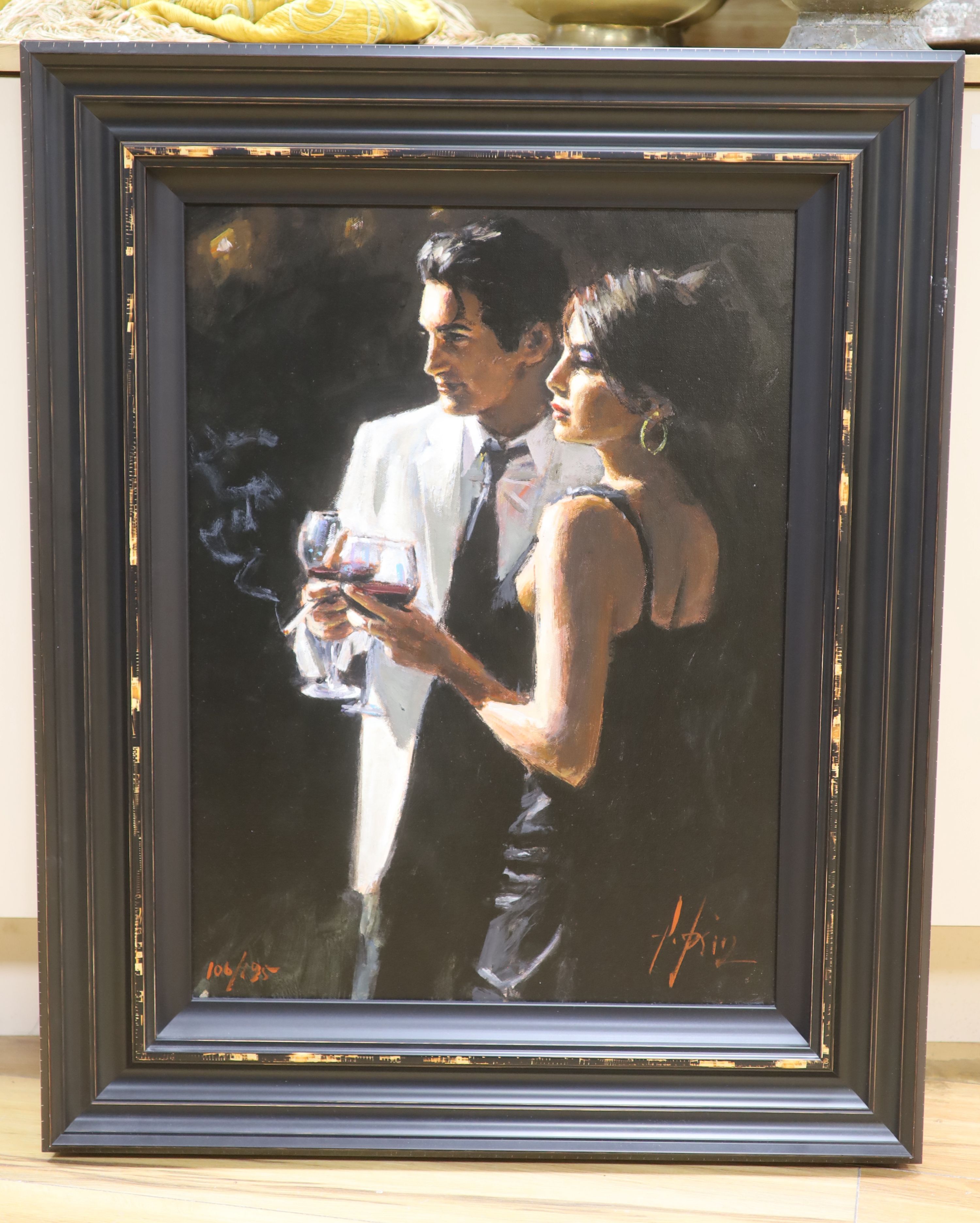 Fabian Perez (1967-), hand embellished canvas on board, 'Night Highlights', 106/195, with COA, 60 x - Image 2 of 4