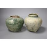 Two Chinese green glazed terracotta vases, Han dynasty (202BC - 220AD), tallest 15cm