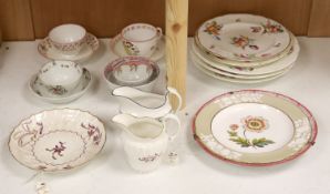 A group of late 18th / early 19th century English porcelain teaware and plates,together with a