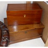 An early Victorian mahogany tea caddy and an oak box