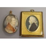 Two 19th century portrait miniature and spare mount