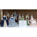 Ten various ceramic figurines by Coalport, Royal Worcester, Franklin Mint and others,including '