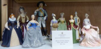 Ten various ceramic figurines by Coalport, Royal Worcester, Franklin Mint and others,including '