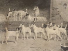 Arthur Wardle, photo-lithograph, Totteridge Eleven; foxhounds signed in pencil, 42 x 52cm