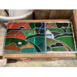 Two leaded stained glass panels, 46 x 38cm