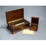 A Swiss Reuge St Croix marquetry and walnut cylinder music box, playing 'The Four Seasons' and a