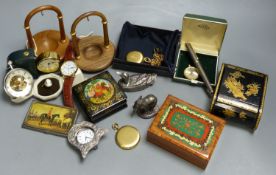 A gentleman's Citizen Eco-Drive wristwatch, two modern pocket watches and stands, various costume