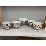 Five Chinese Millefleur cups and a bowl, Guangxu marks, early 20th century, diameter 12cm