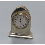 An Edwardian silver mounted lancet miniature timepiece, Birmingham, 1906, 71mm.