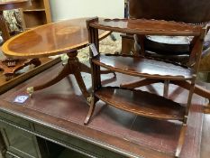 A reproduction low oval mahogany coffee table, length 120cm, depth 68cm, height 50cm together with