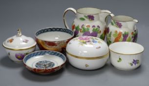 Two Wedgwood jugs, a Meissen box and cover, Royal Copenhagen sucrier, an Imari bowl and Cover etc.