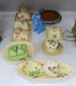 Miscellaneous china, including three cheese dishes, a Beswick preserve pot and cover, Carlton Ware