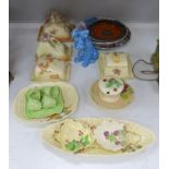 Miscellaneous china, including three cheese dishes, a Beswick preserve pot and cover, Carlton Ware