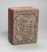 A Chinese cinnabar lacquer box and cover, length 14cm