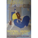 Rogers, oil on wooden panel, original artwork for National Savings Certificates poster, signed, 46