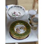 A set of six 'Mr Pickwick' wall plates and a quantity of other china plates, bowls, goblets, etc.