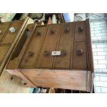 A small Victorian style pine chest, width 58cm, depth 39cm, height 65cm