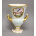 A Derby vase, painted with birds on a blue ground, c.1815, height 17cm