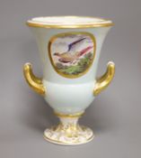 A Derby vase, painted with birds on a blue ground, c.1815, height 17cm