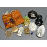 Miscellaneous decorative items, including a Mughal oval miniature on mother of pearl of polo