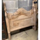 A Victorian style pine single bed frame, width 104cm