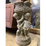 A reconstituted stone garden bird bath, height 42cm