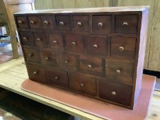 A Victorian style mahogany apothecary chest, width 90cm, depth 25cm, height 57cm