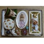 A Royal Crown Derby 'Treasures of Childhood' Rag Doll and Teddy Bear and other decorative items