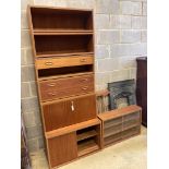 A Danish P.S.System teak six section wall unit with bureau section, width 80cm