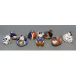 Eight Royal Crown Derby animal or bird paperweights