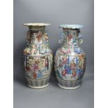 Two 19th century Chinese famille rose vases, tallest 45cm