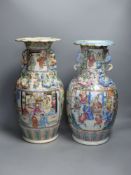 Two 19th century Chinese famille rose vases, tallest 45cm