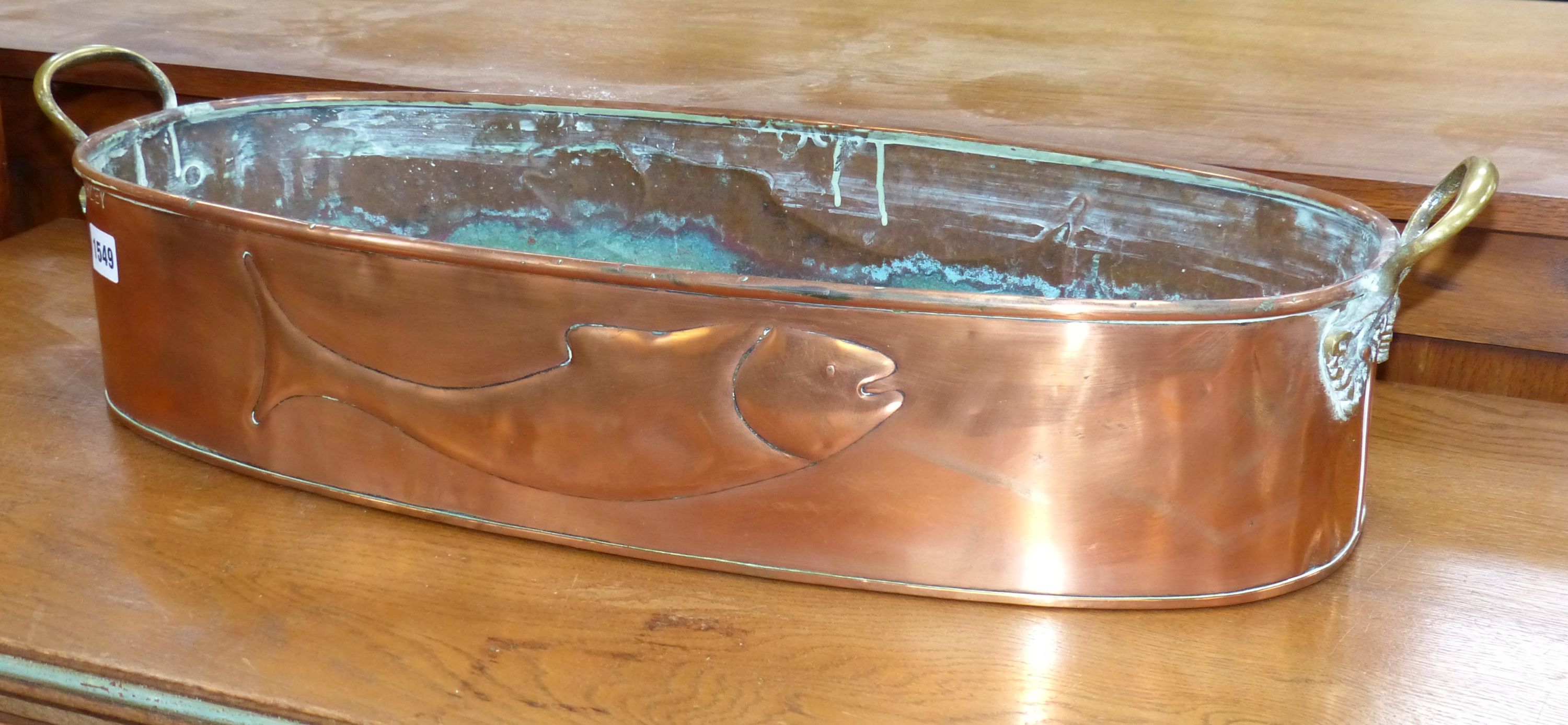 A copper fish kettle