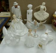 Eight ceramic figures, including a Royal Doulton 'Sir Winston Churchill', Copeland, Spode, 'Anna