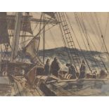 Claude Muncaster (1903-1974), watercolour, Sailors on deck, signed and dated 1930, 25 x 32cm