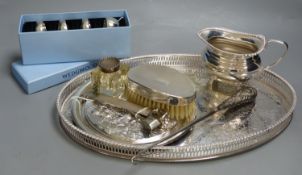 An engine-turned silver cigar cutter, a Birmingham Mint 1974 silver Christmas plate and sundry