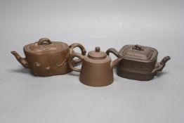 Three Chinese Yixing teapots