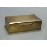 A George V silver mounted rectangular cigarette box, Birmingham, 1925, 16.6cm.