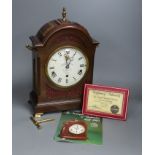 F. W. Elliott for Garrard, an 18th century style brass mahogany bracket clock,commemorating the