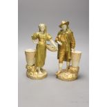 A pair of Royal Worcester blush figures of Spanish grape pickers c.1918, height 25.5cm