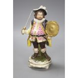 A Bloor Derby figure of Falstaff, c.1830, with polychrome decoration heightened in gilt (restored),