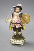 A Bloor Derby figure of Falstaff, c.1830, with polychrome decoration heightened in gilt (restored),