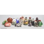 Fifteen Chinese glass overlay snuff bottles