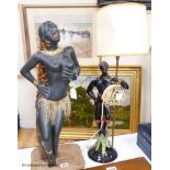 Two Blackamoor lamp bases, taller 61cm