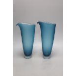 A pair of 1980's Jestyn Davis glass vases for London Glass Works, height 31cm