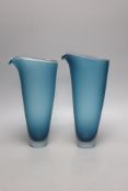 A pair of 1980's Jestyn Davis glass vases for London Glass Works, height 31cm