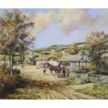 Alan King, oil on canvas, 'Visit to the Smithy', signed, 24 x 29cm