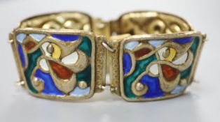 A stylish Norwegian 925s and polychrome enamel bracelet by Oystein Balle, of curved design, approx.