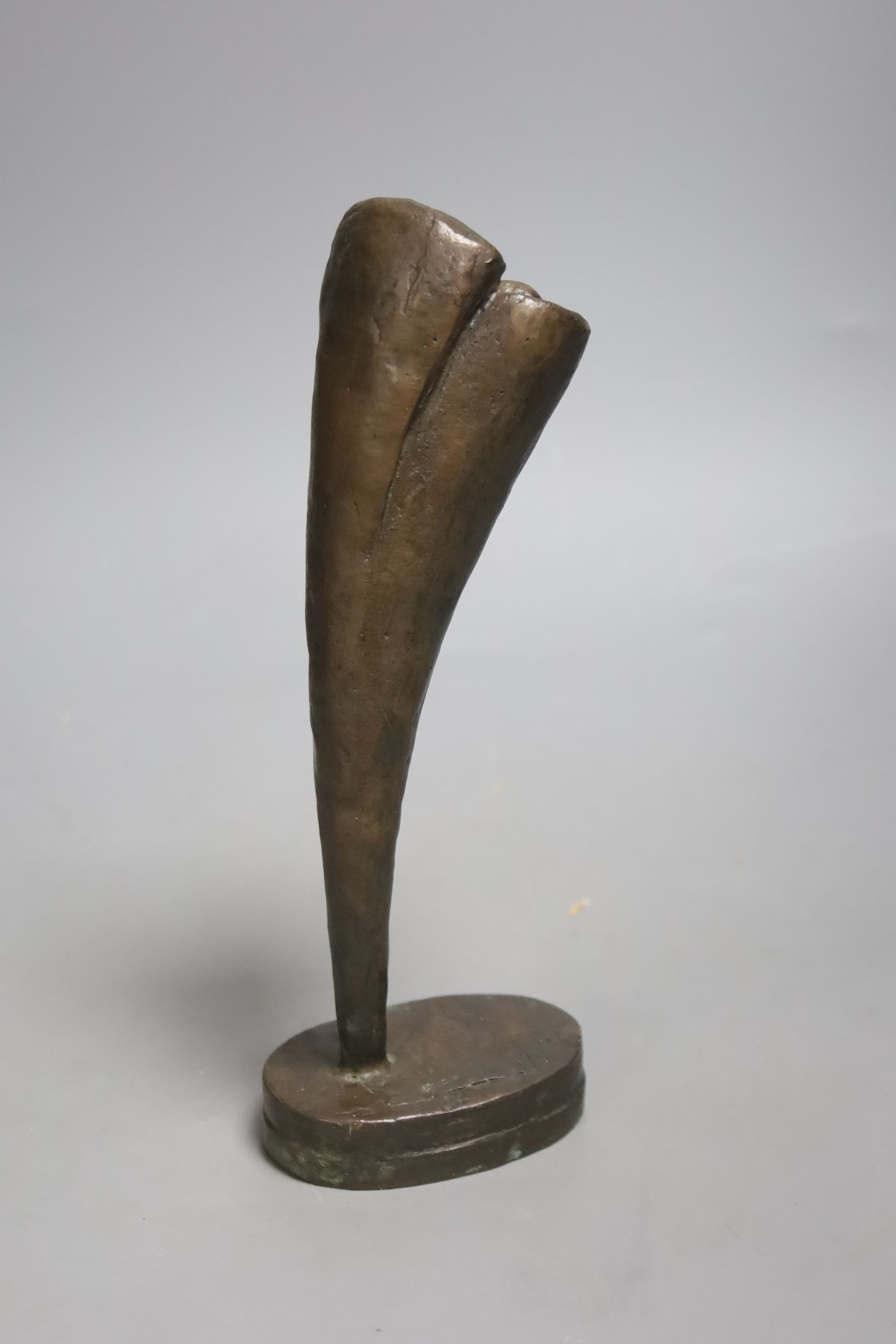 A Henry Moore style abstract figural bronze, indistinctly signed and dated, height 23cm - Image 2 of 5